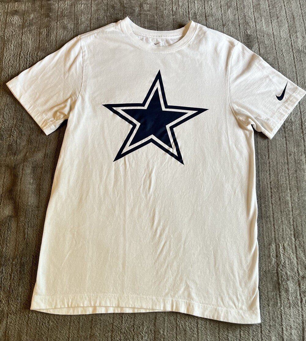 Nike Dallas Cowboys T Shirt Small White Navy Blue Star Football Authentic